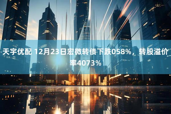天宇优配 12月23日宏微转债下跌058%，转股溢价率4073%